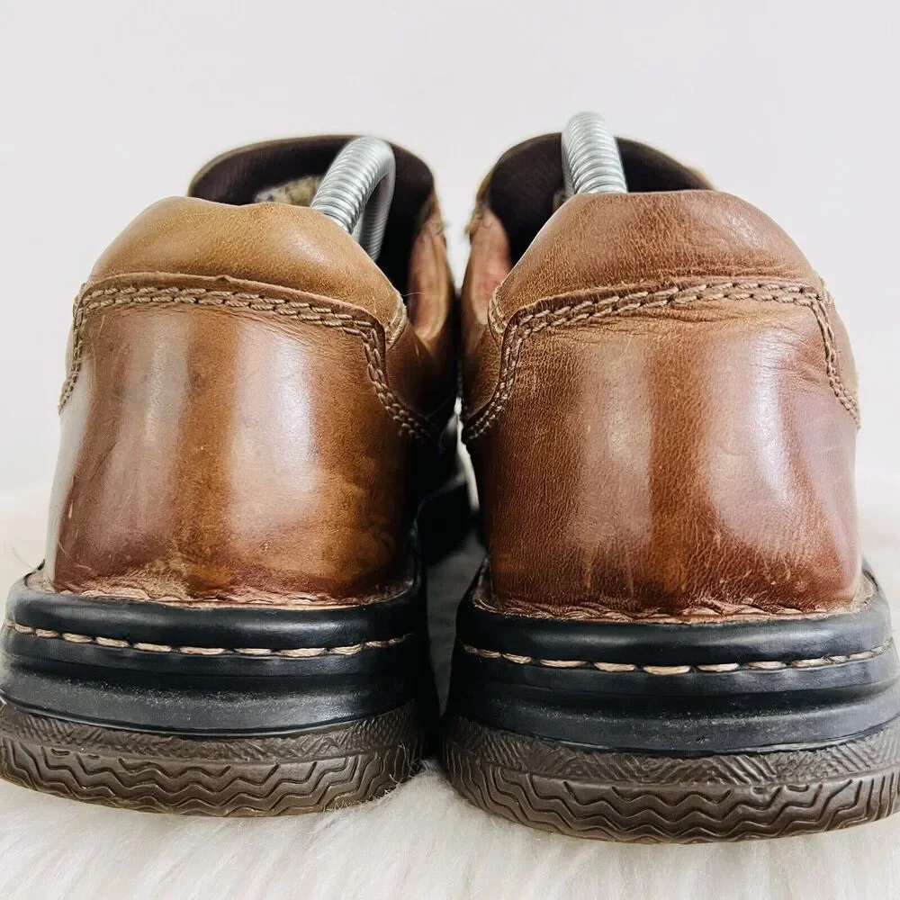 Bass Y2K Spruce Brown Leather Chunky Lug Worn Distressed Boots ~ 8.5MW